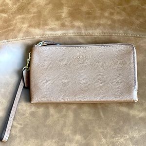 Coach double zipper large wristlet